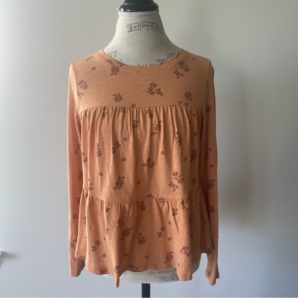 Sonoma Goods For Life Slubbed Tiered Long Sleeve Top - Picture 1 of 6